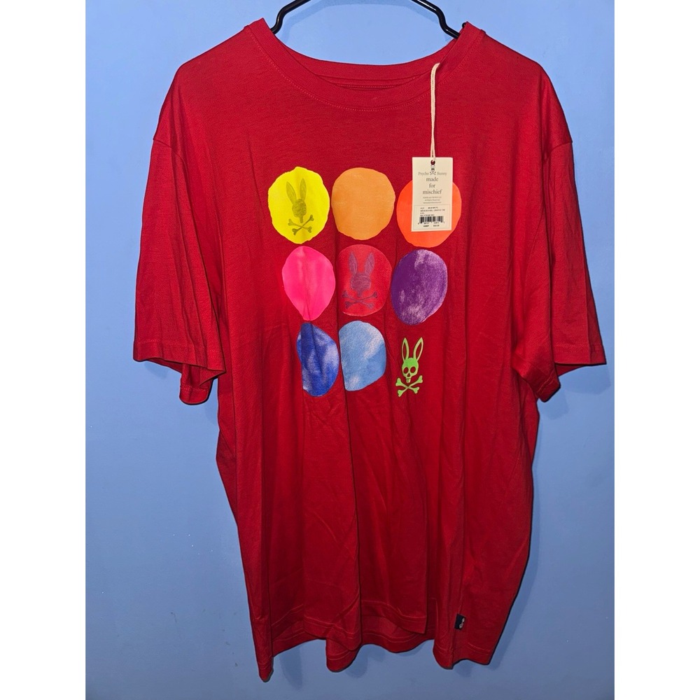 Psycho Bunny Bicknell Graphic Tee Mens Red Pima Cotton Size 8 XL B6U618R1PC